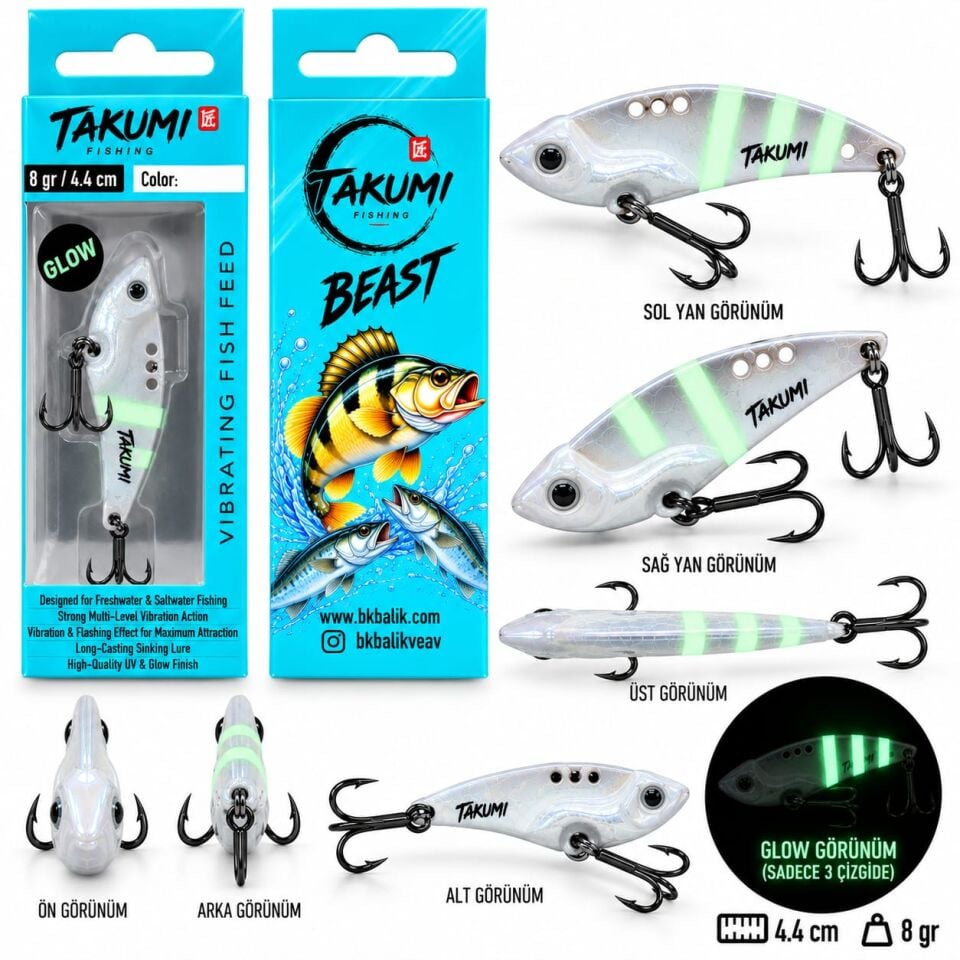 TAKUMİ BEAST VİBRASYON 4.4 CM 8 GR GLOW COLOR : 09