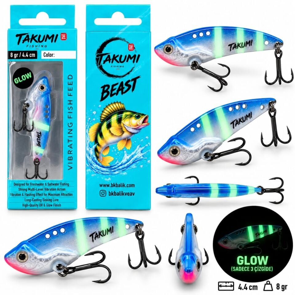 TAKUMİ BEAST VİBRASYON 4.4 CM 8 GR GLOW COLOR : 11
