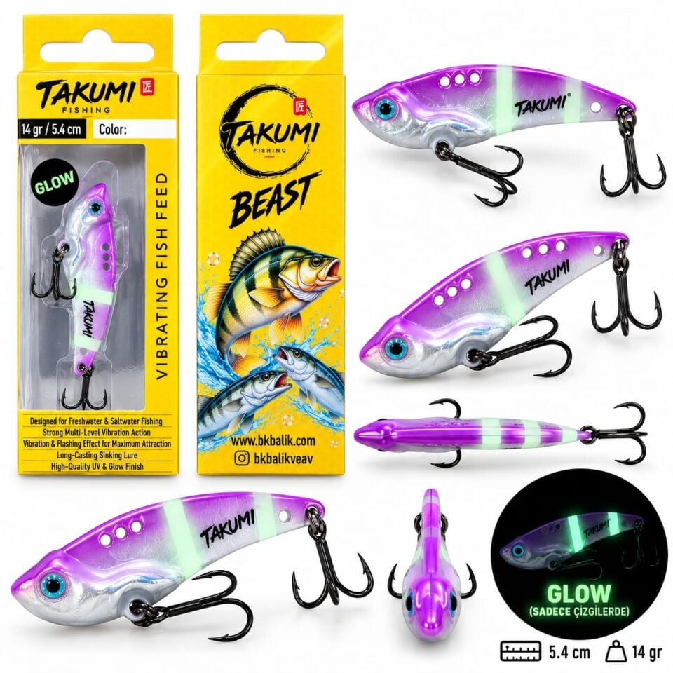 TAKUMİ BEAST VİBRASYON 5.4 CM 14 GR GLOW COLOR : 08